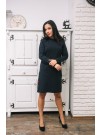 Рокля с яка и копченца - Силвия в тъмно синьо